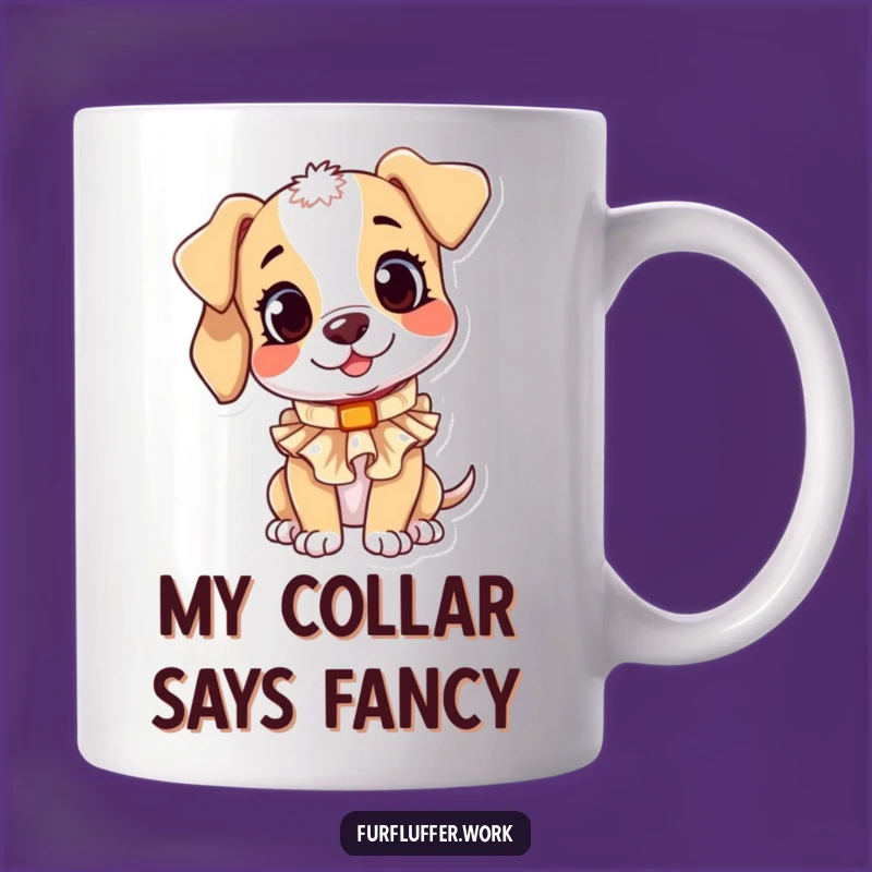 Funny Puppy Collar Mug: Hilarious Pup Trying on Fashion for Dog Lovers