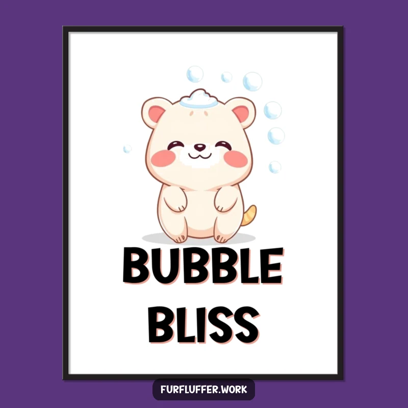 Funny Blissful Animal Bubble Print - Instant Spa Relaxation Art
