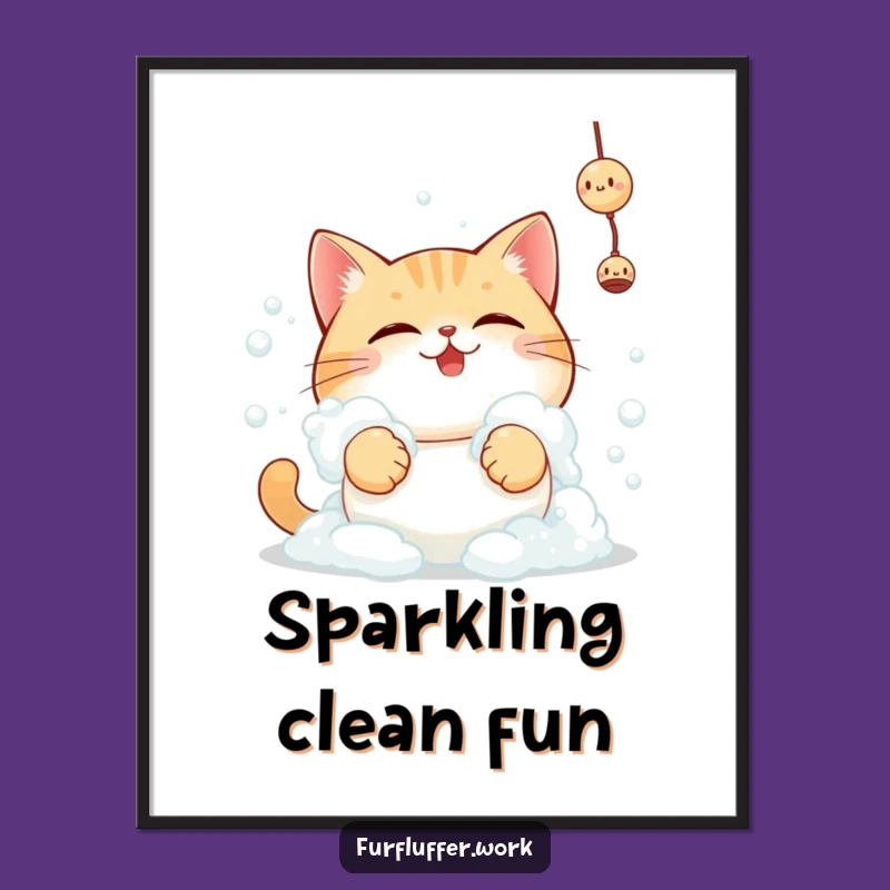 Funny Bubble Cat Digital Art, Instant Playfulness for Your Decor