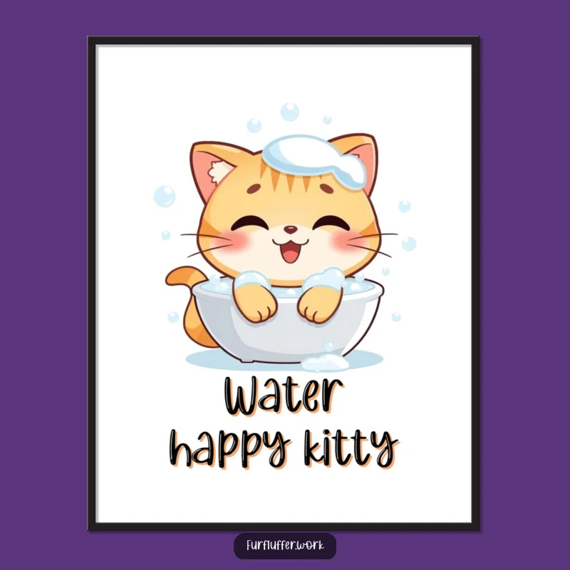 Funny Cat Bath Digital Print: Hilarious Art for a Clean Aesthetic