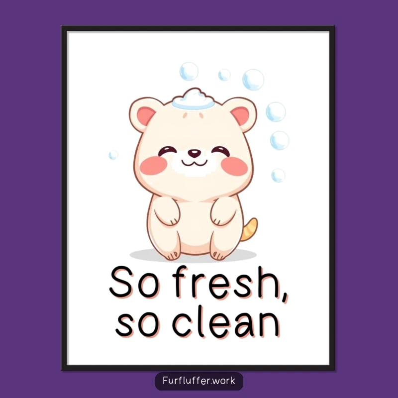 Funny Blissful Animal Bubble Poster - Serene Pet Spa Art