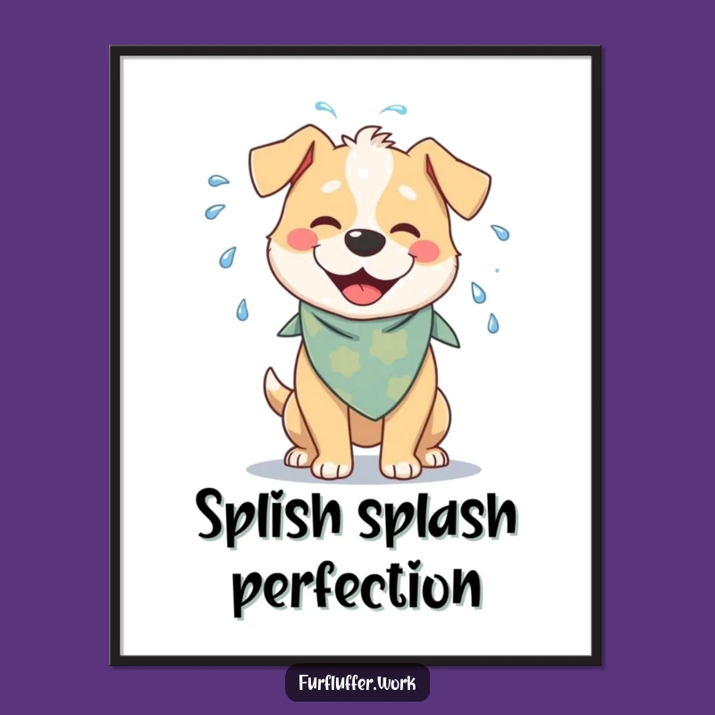 Funny Dog Water Shake Poster: Cheerful Wall Art and Hilarious Gift