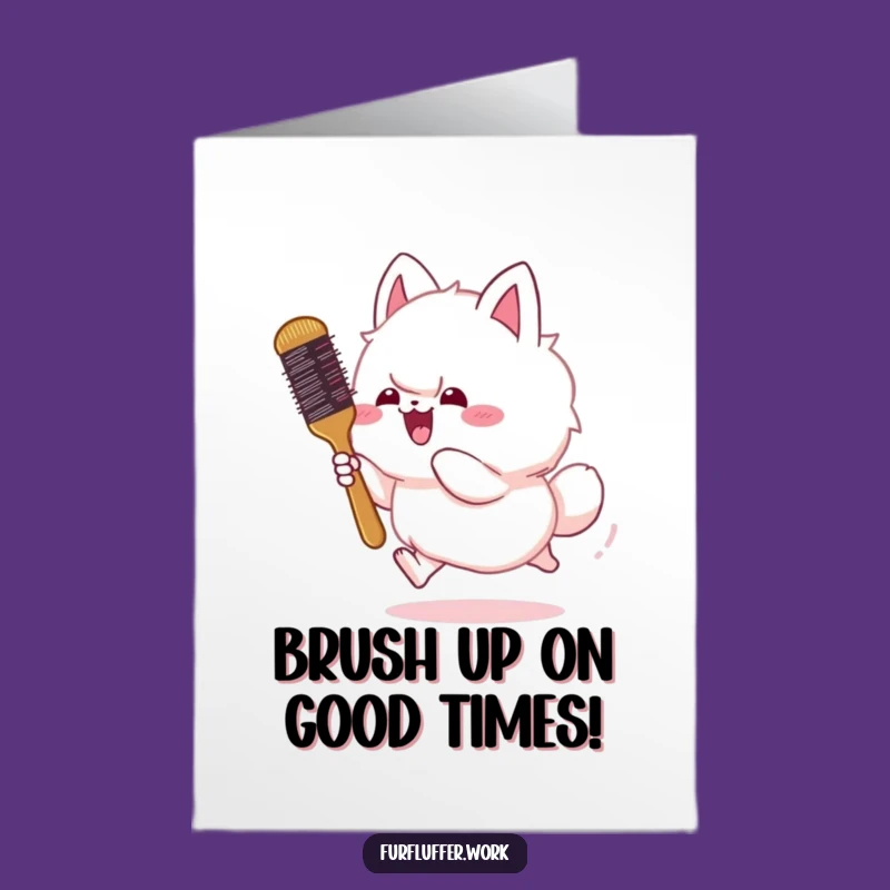 Free Printable Birthday Card: Funny Animal Chasing Brush, Hilarious DIY Downloadable Gift