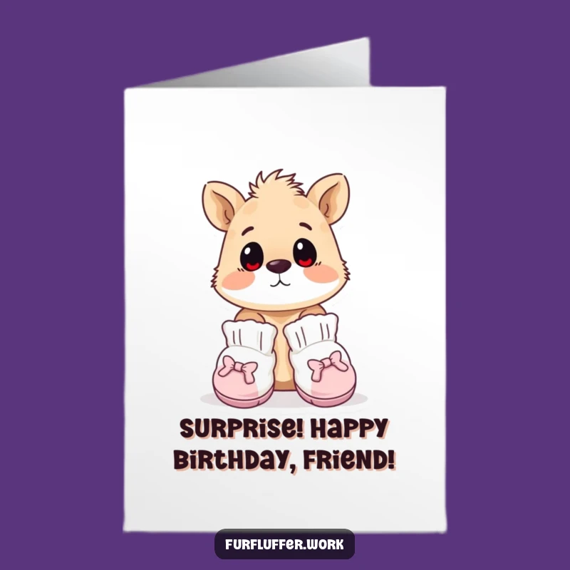 Free Printable Birthday Card: Surprised Animal & Booties, Funny DIY Downloadable Gift