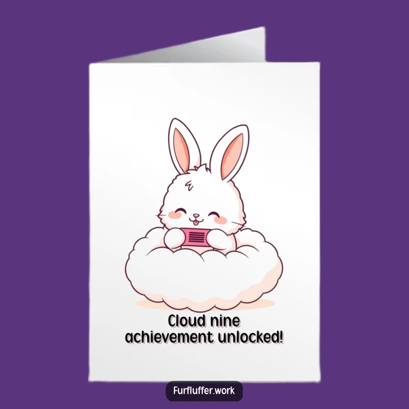 Free Printable Congrats Card: Bunny Combs Fluffy Cloud Funny Downloadable Gift