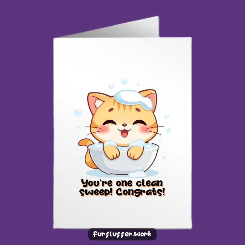 Free Printable Cat Congrats Card: Clean Sweep Downloadable Gift!