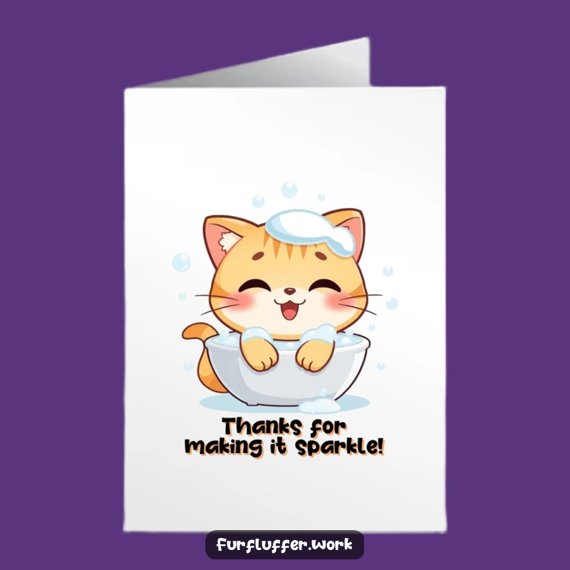 Free Printable Cat Thank You Card: Bubbling Gratitude Downloadable Gift!
