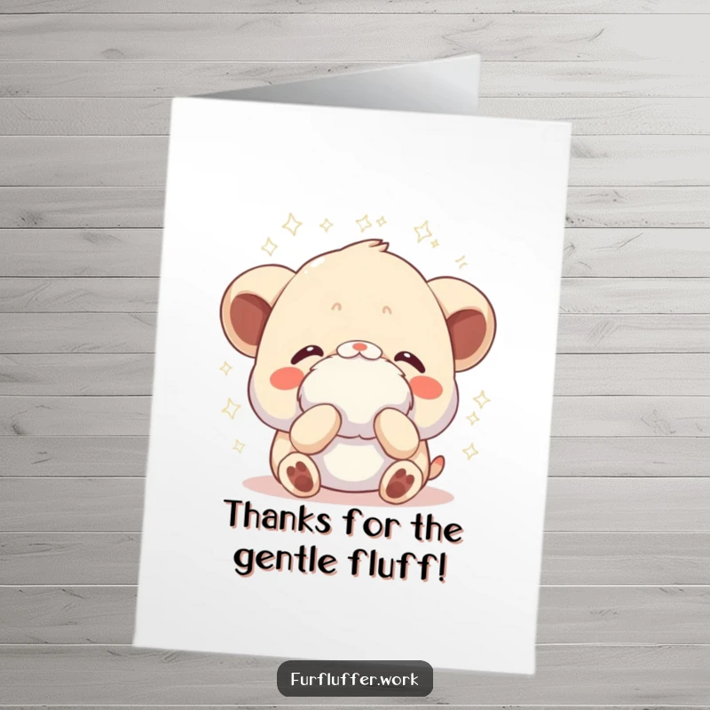 Funny Free Printable Thank You Card: An animal getting a gentle fluffing, with sparkles denoting appreciation.