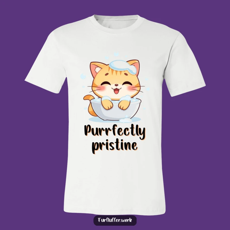 Funny Cat Bath T-Shirt: Hilarious Clean Feline Enjoying a Bubbly Soak